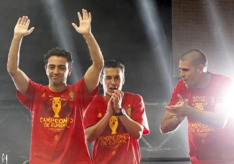 Xavi trong màu áo đội tuyển Tây Ban Nha